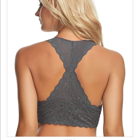 Bralette Gray Lace Racerback - Picture 2 of 7